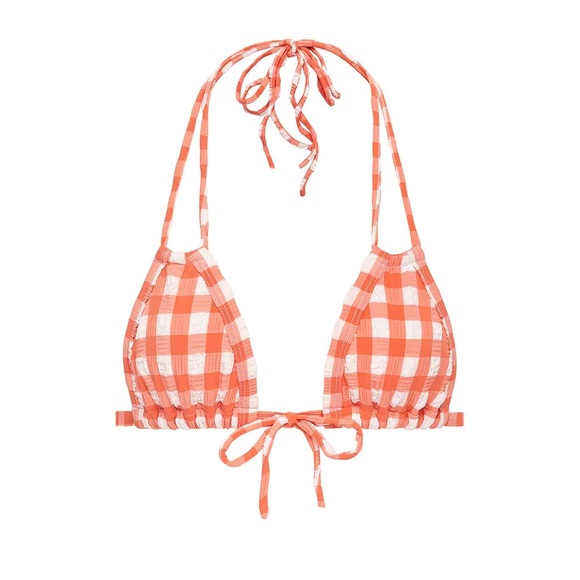 Montce Shrimp Gingham Euro Bow Bikini Top - Picture 2 of 2